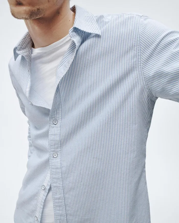 Men Rag and Bone Shirts Tomlin Cotton Oxford Shirt Light Blue Stripe Men Rag and Bone Shirts Tomlin Cotton Oxford Shirt Light Blue Stripe
