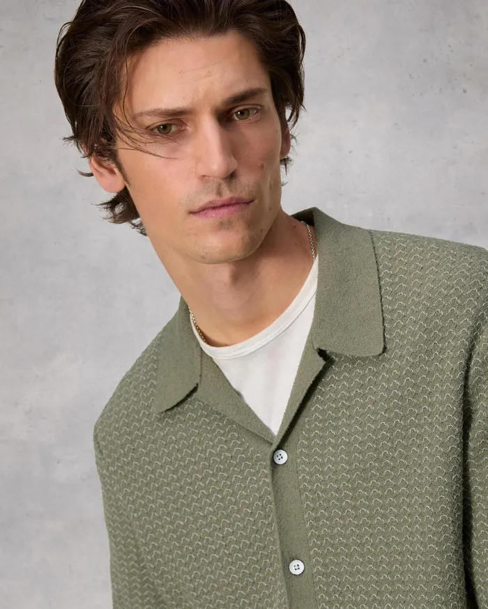 Men Rag and Bone Sweaters Avery Jacquard Zuma Toweling Shirt Vetiver Men Rag and Bone Sweaters Avery Jacquard Zuma Toweling Shirt Vetiver