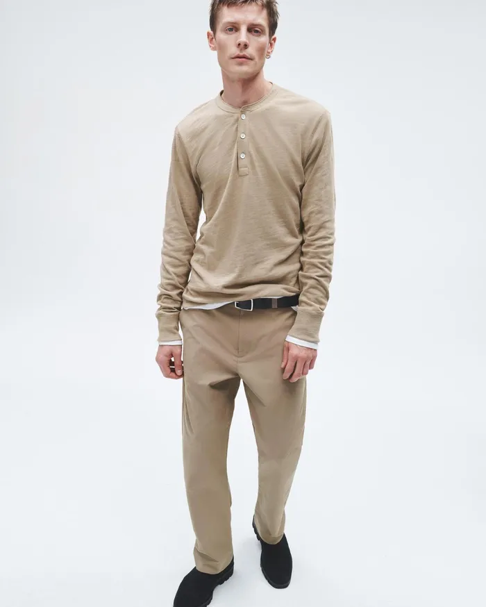 Men Rag and Bone TShirts Classic Flame Henley Taupe