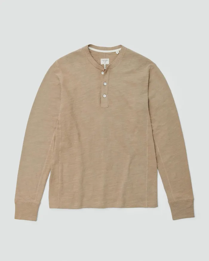 Men Rag and Bone TShirts Classic Flame Henley Taupe Men Rag and Bone TShirts Classic Flame Henley Taupe