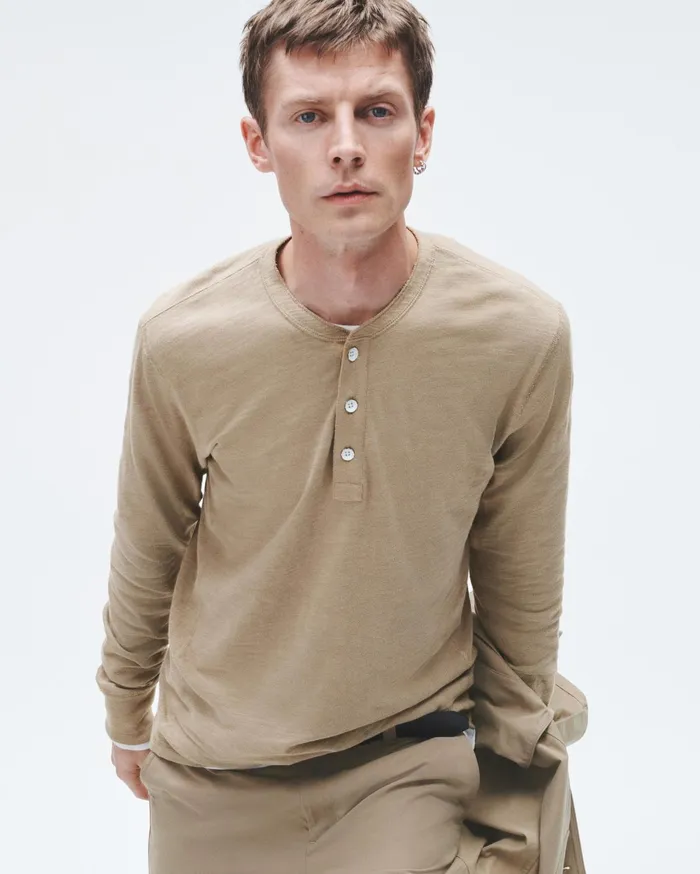 Men Rag and Bone TShirts Classic Flame Henley Taupe Men Rag and Bone TShirts Classic Flame Henley Taupe