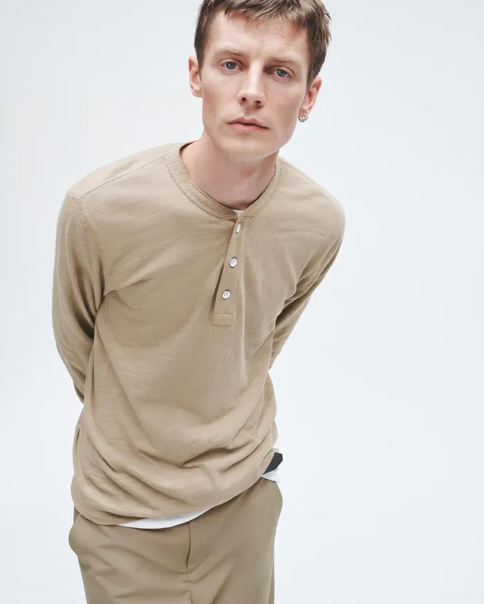 Men Rag and Bone TShirts Classic Flame Henley Taupe Men Rag and Bone TShirts Classic Flame Henley Taupe