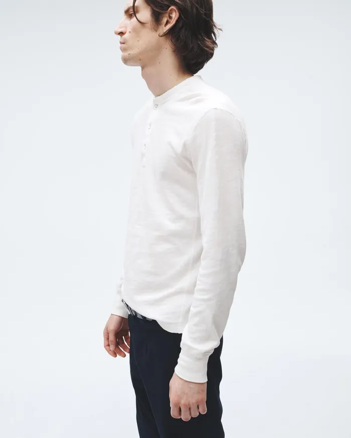 Men Rag and Bone TShirts Classic Long Sleeve Crewneck Henley In Black
