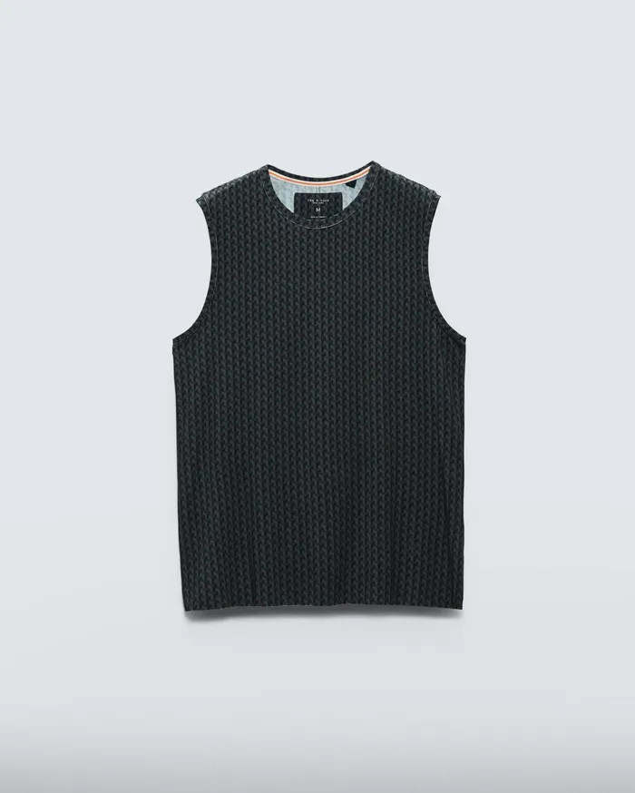 Men Rag and Bone TShirts Pursuit Hayden Tank Black Geometric Stud
