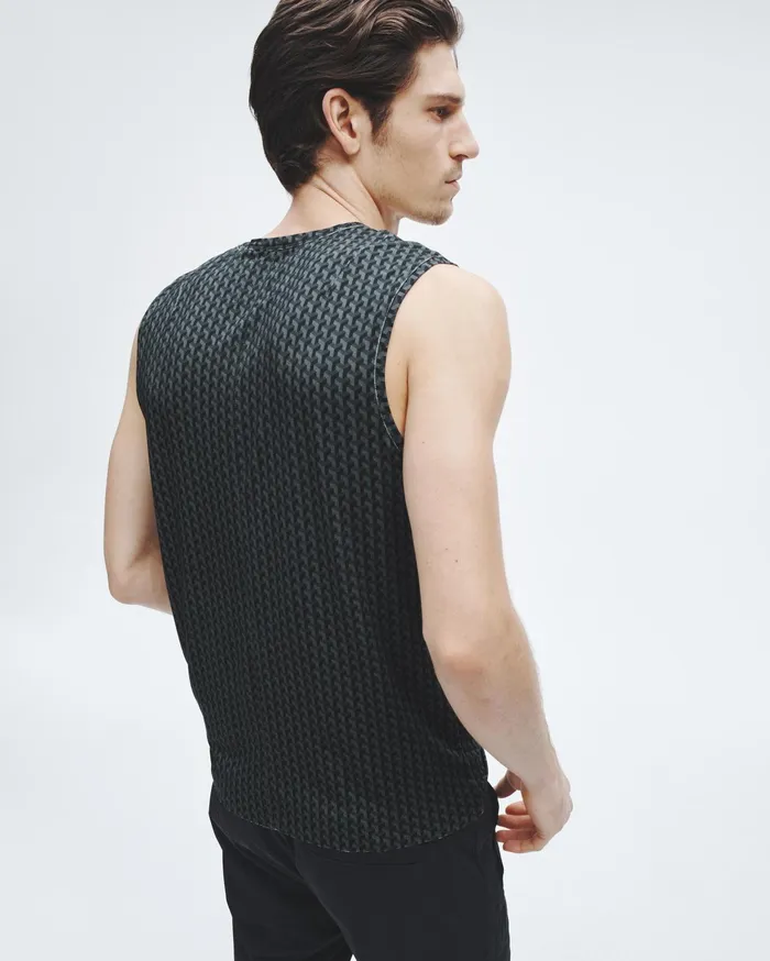 Men Rag and Bone TShirts Pursuit Hayden Tank Black Geometric Stud