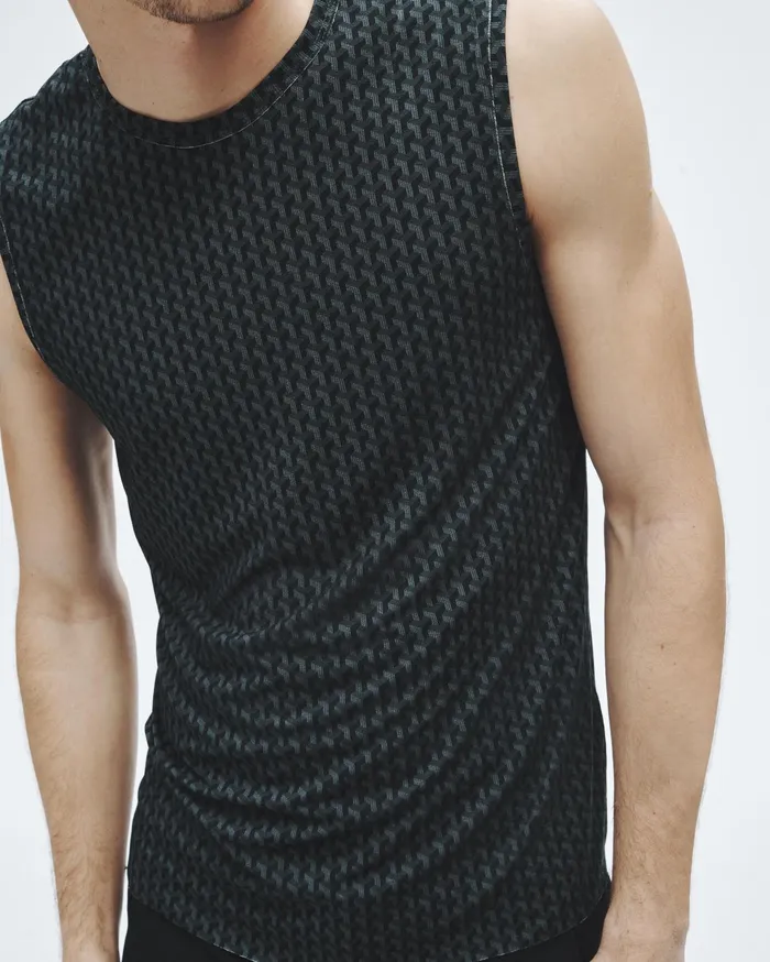 Men Rag and Bone TShirts Pursuit Hayden Tank Black Geometric Stud