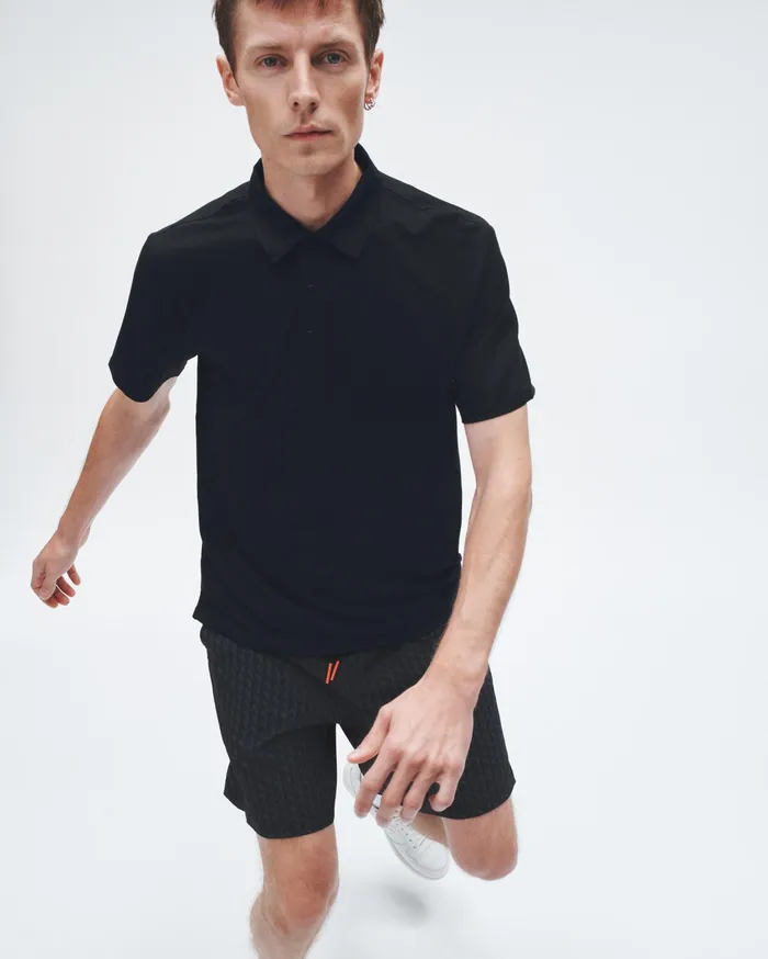 Men Rag and Bone TShirts Pursuit Tech Jersey Polo Black