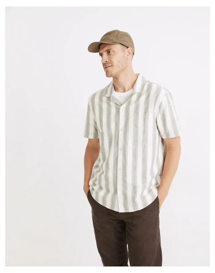 Men Responsible Easy Short Sleeve Shirt In Stripe Capers Madewell Shirts
