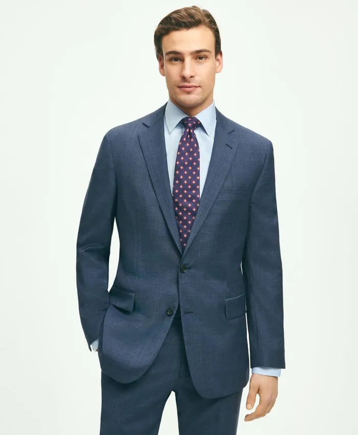 Men Regent Fit Check 1818 Suit Navy Brooks Brothers Suits