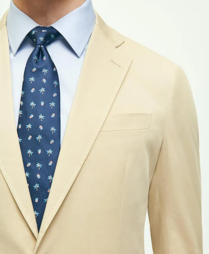 Men Regent Fit Cotton Stretch Suit Jacket Beige Brooks Brothers Suits