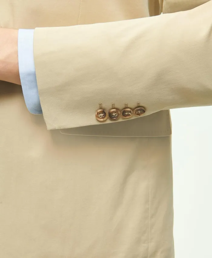 Men Regent Fit Cotton Stretch Suit Jacket Beige Brooks Brothers Suits