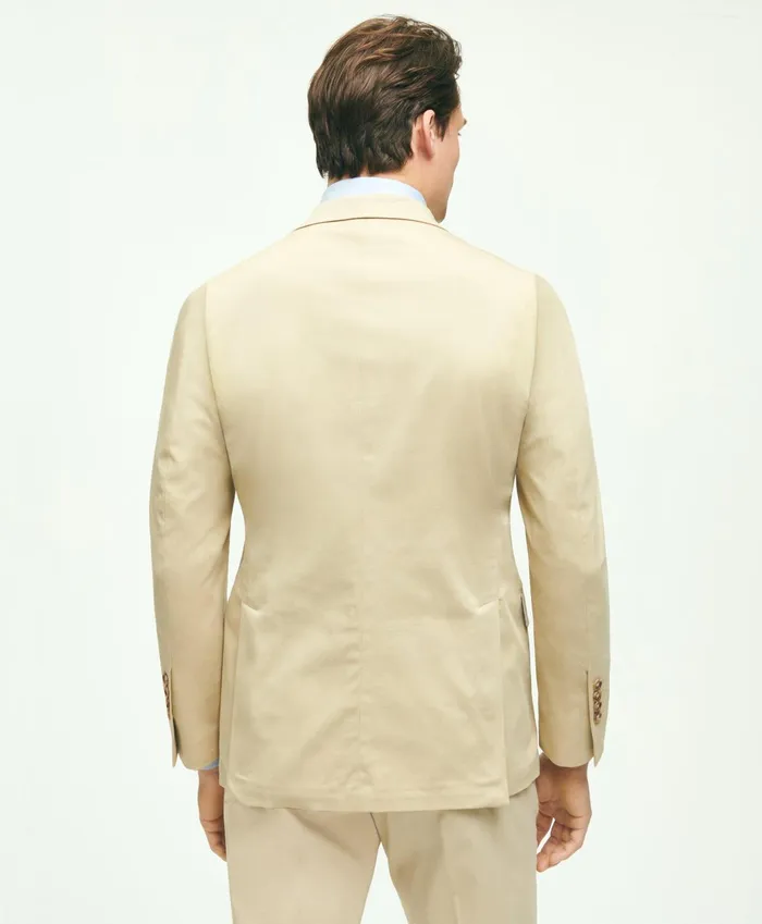 Men Regent Fit Cotton Stretch Suit Jacket Beige Brooks Brothers Suits