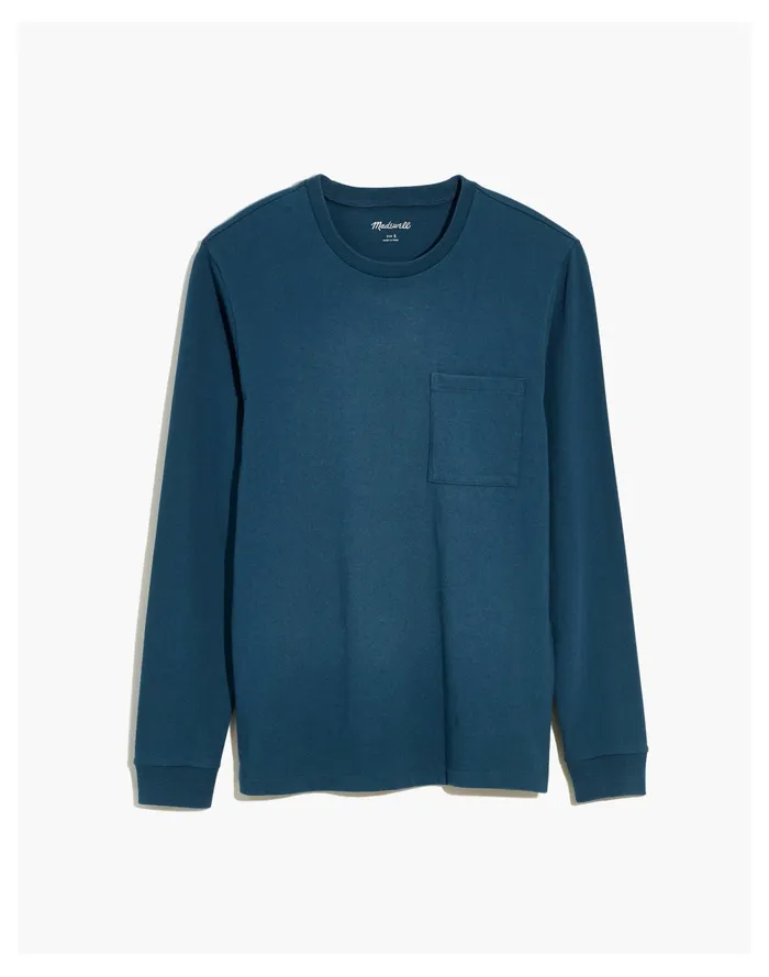 Men Relaxed Long Sleeve Tee Recycled Blue Madewell Tees