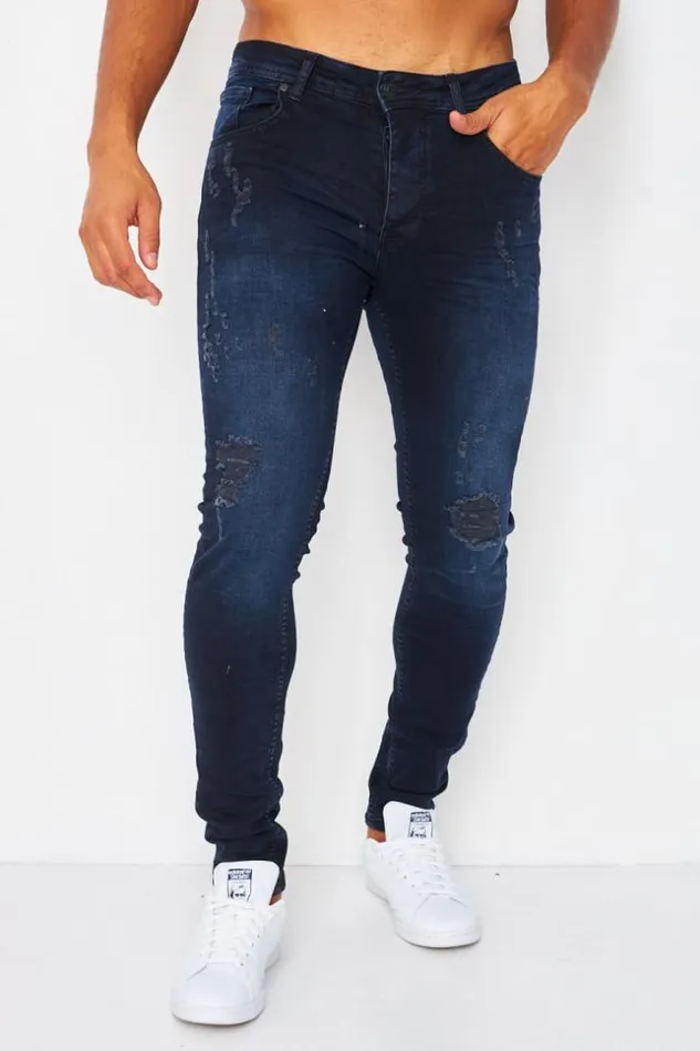 Men Ripped Brentiny Jean In Dark Blue Grey Brentiny Paris Jeans