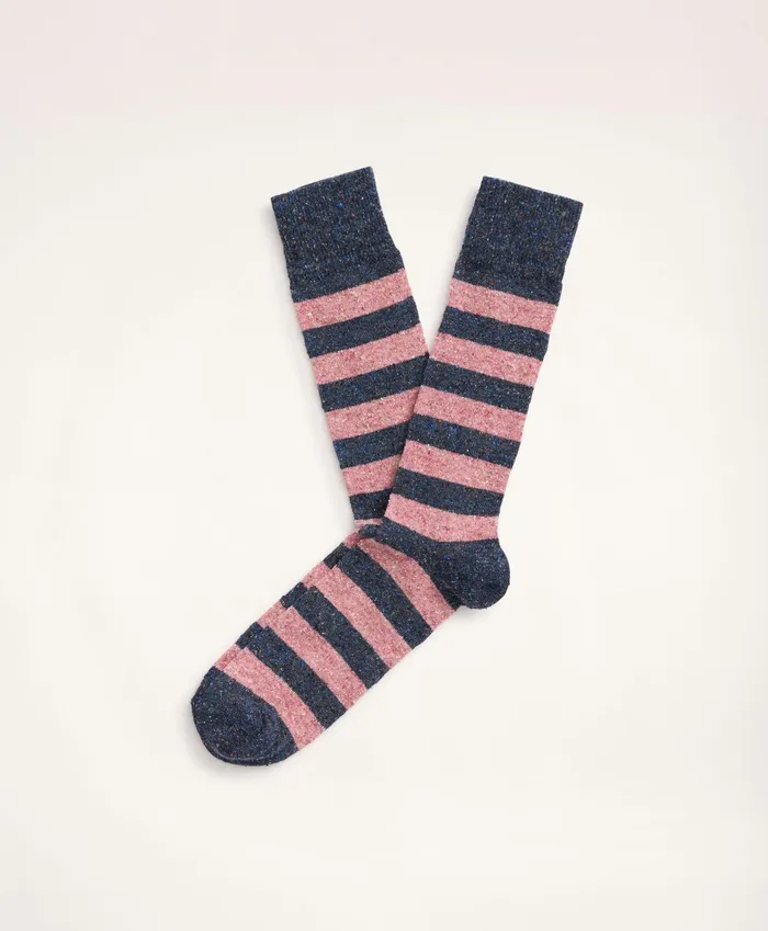 Men Rugby Stripe Crew Socks Navy Brooks Brothers Sock