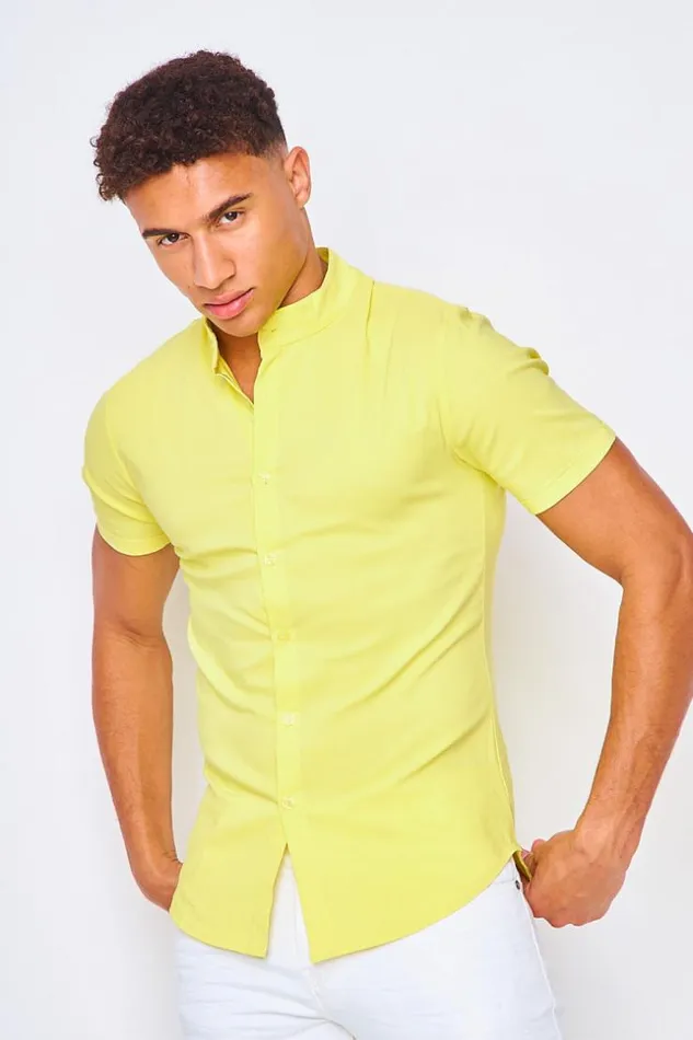 Men Short Sleeved Shirt In Yellow Yellow Brentiny Paris Shirts