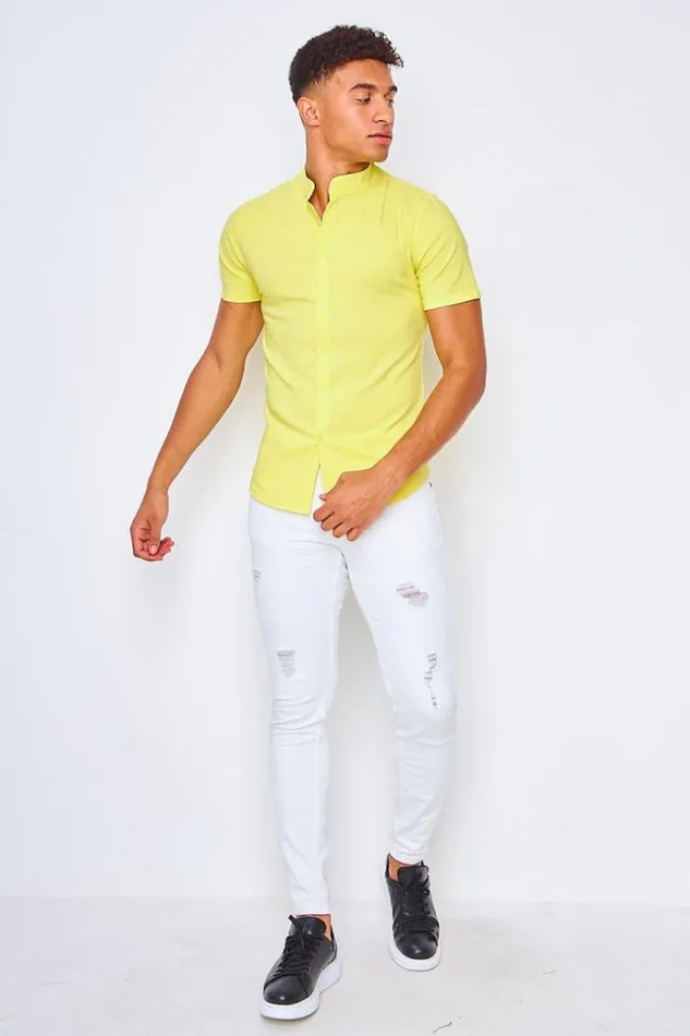 Men Short Sleeved Shirt In Yellow Yellow Brentiny Paris Shirts