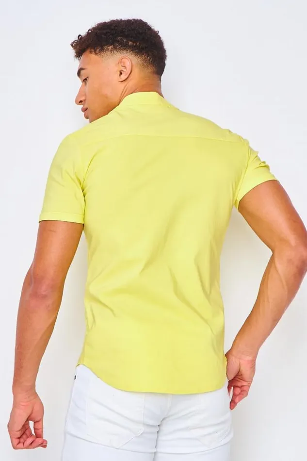 Men Short Sleeved Shirt In Yellow Yellow Brentiny Paris Shirts