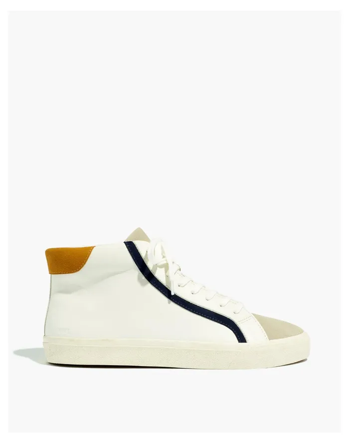 Men Sidewalk High Top Sneakers In Leather Soft Clay Multi Madewell Sneakers