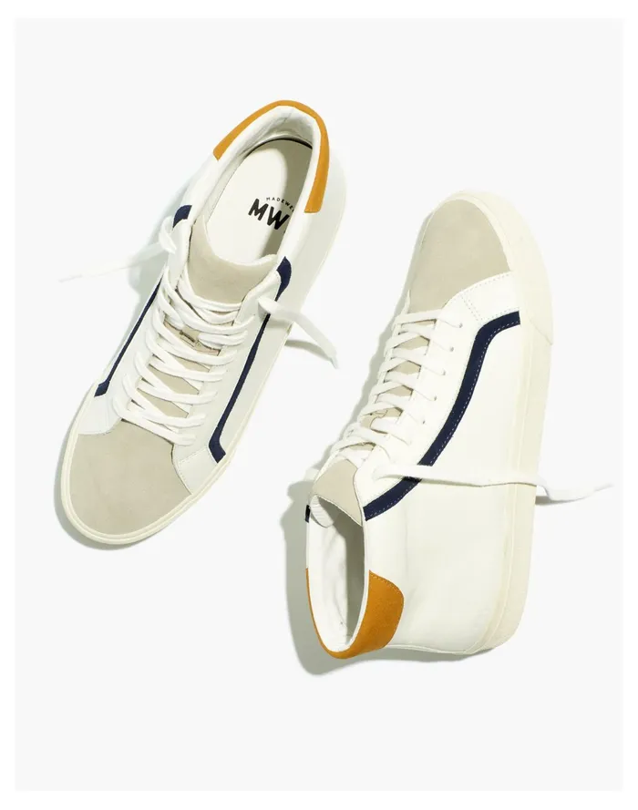 Men Sidewalk High Top Sneakers In Leather Soft Clay Multi Madewell Sneakers Men Sidewalk High Top Sneakers In Leather Soft Clay Multi Madewell Sneakers