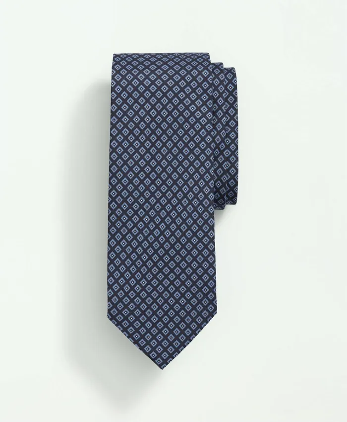 Men Silk Diamond Dot Tie Navylight Blue Brooks Brothers Ties and Pocket Squares