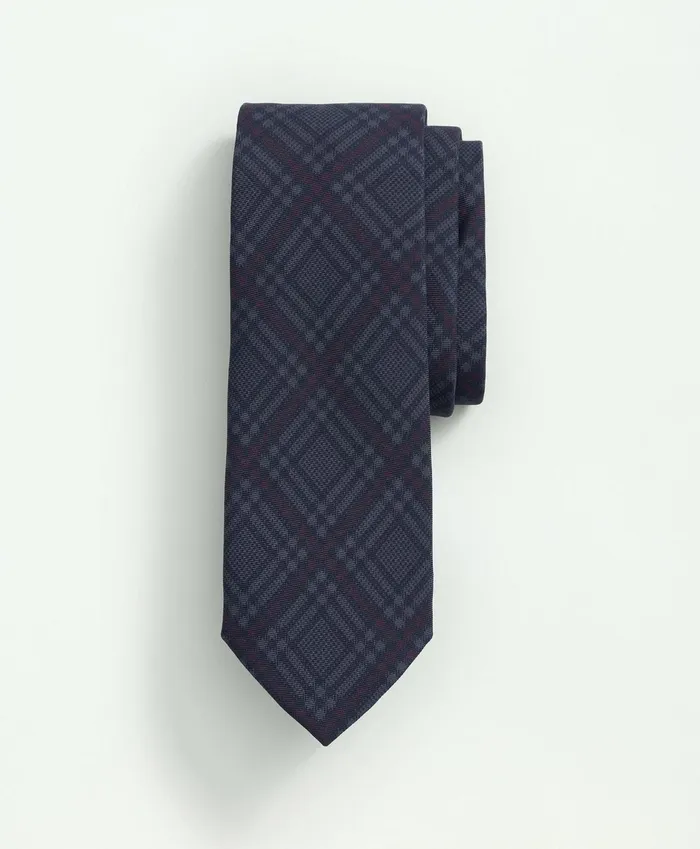 Men Silk Plaid Madder Tie Navy Multi Brooks Brothers Ties and Pocket Squares