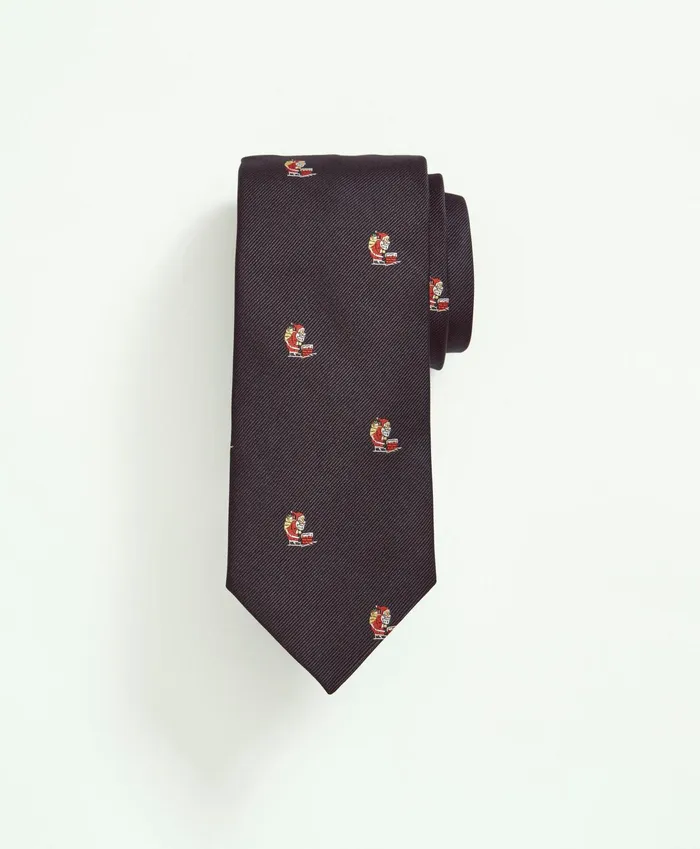 Men Silk Santa Tie Navy Multi Brooks Brothers Ties and Pocket Squares