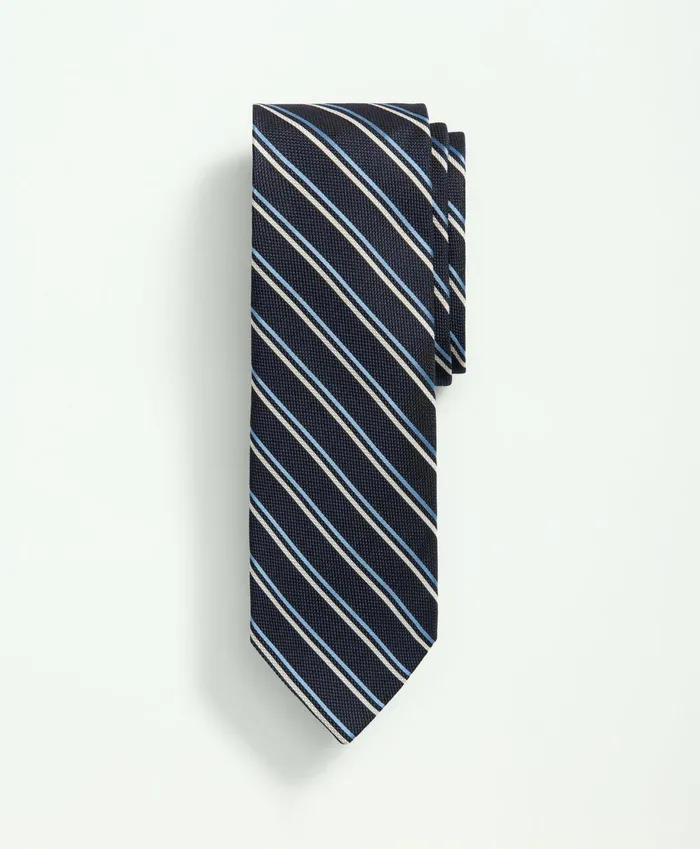 Men Silk Striped Tie Navy Brooks Brothers Ties and Pocket Squares
