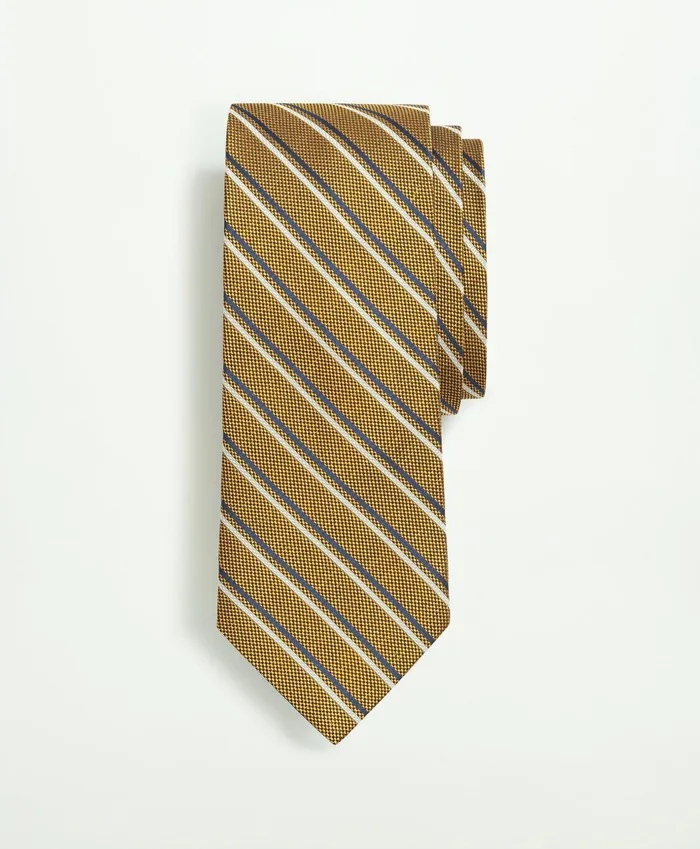 Men Silk Striped Tie Yellow Brooks Brothers Ties and Pocket Squares