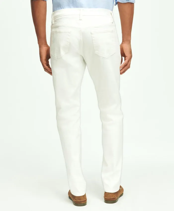 Men Slim Fit Denim Jeans White Brooks Brothers Chinos and Casual Pants