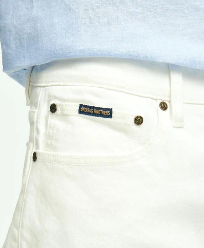 Men Slim Fit Denim Jeans White Brooks Brothers Chinos and Casual Pants