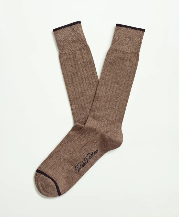 Men Solid Crew Socks Khaki Brooks Brothers Sock