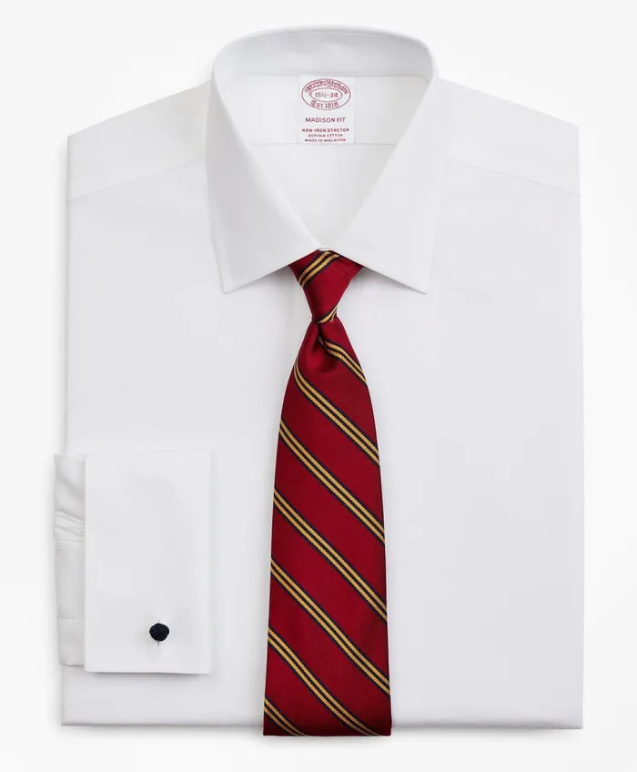 Men Stretch Madison RelaxedFit Dress Shirt NonIron Pinpoint Ainsley Collar French Cuff White Brooks Brothers Dress Shirts Men Stretch Madison RelaxedFit Dress Shirt NonIron Pinpoint Ainsley Collar French Cuff White Brooks Brothers Dress Shirts