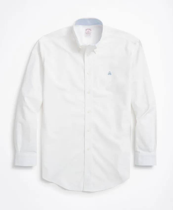 Men Stretch Madison RelaxedFit Sport Shirt NonIron Oxford White Brooks Brothers Sport Shirts