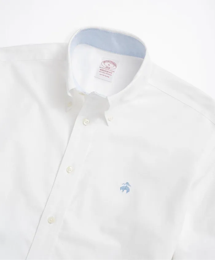 Men Stretch Madison RelaxedFit Sport Shirt NonIron Oxford White Brooks Brothers Sport Shirts