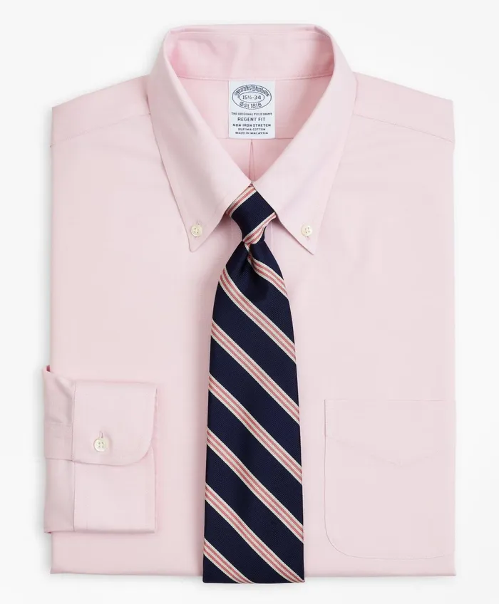 Men Stretch Regent RegularFit Dress Shirt NonIron Pinpoint ButtonDown Collar Pink Brooks Brothers Dress Shirts Men Stretch Regent RegularFit Dress Shirt NonIron Pinpoint ButtonDown Collar Pink Brooks Brothers Dress Shirts