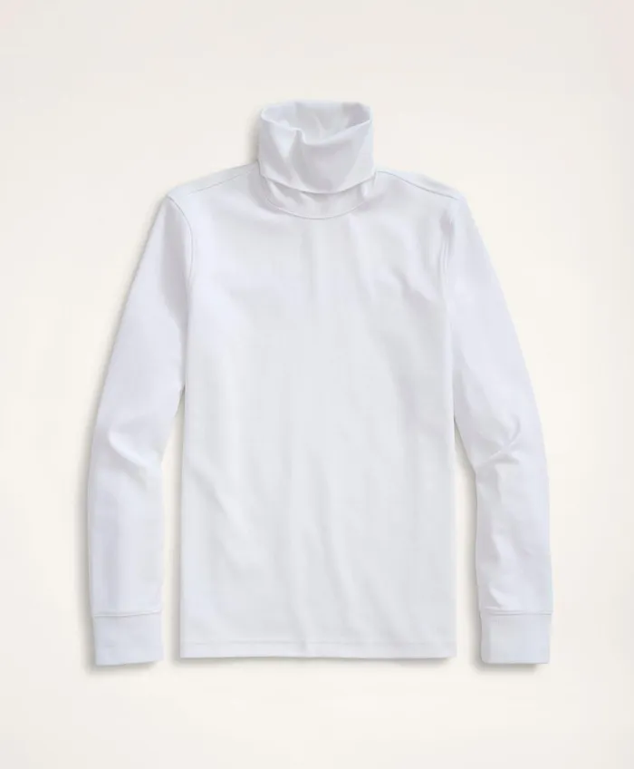 Men Stretch Supima Cotton Turtleneck White Brooks Brothers TShirts and Sweats