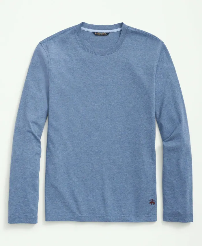 Men Supima Cotton LongSleeve Logo TShirt Denim Heather Brooks Brothers TShirts and Sweats Men Supima Cotton LongSleeve Logo TShirt Denim Heather Brooks Brothers TShirts and Sweats