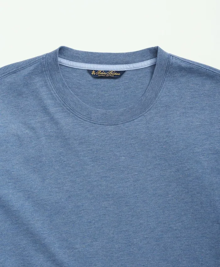 Men Supima Cotton LongSleeve Logo TShirt Denim Heather Brooks Brothers TShirts and Sweats