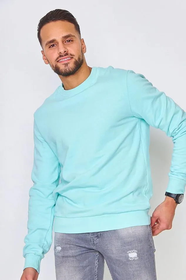Men Sweatshirt In Plain Sea Green Green Brentiny Paris Sweatshirts and Pullovers