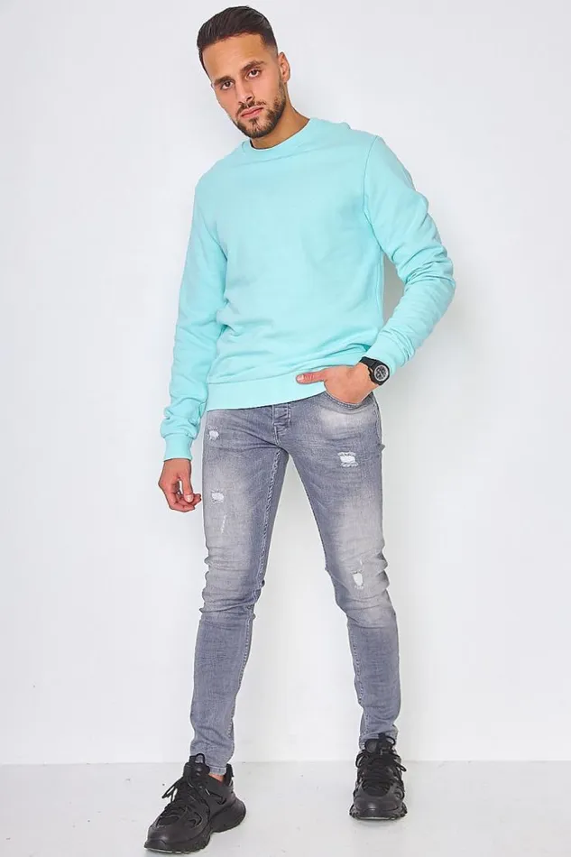 Men Sweatshirt In Plain Sea Green Green Brentiny Paris Sweatshirts and Pullovers