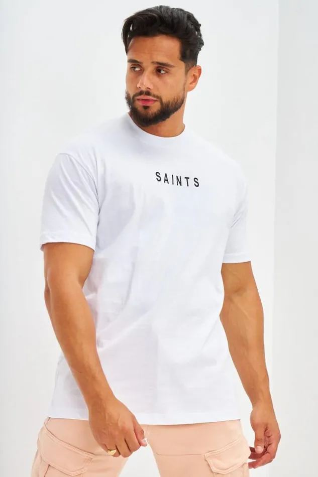 Men TShirt Basique Oversize Floqu Saints Ivoire White Brentiny Paris TShirts