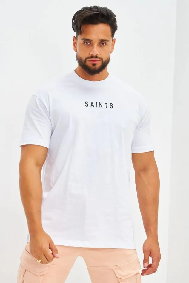 Men TShirt Basique Oversize Floqu Saints Ivoire White Brentiny Paris TShirts Men TShirt Basique Oversize Floqu Saints Ivoire White Brentiny Paris TShirts
