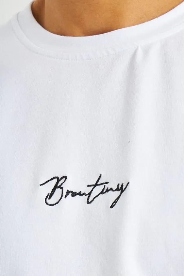 Men TShirt Blanc Inscriptions Noires Brentiny White Brentiny Paris TShirts