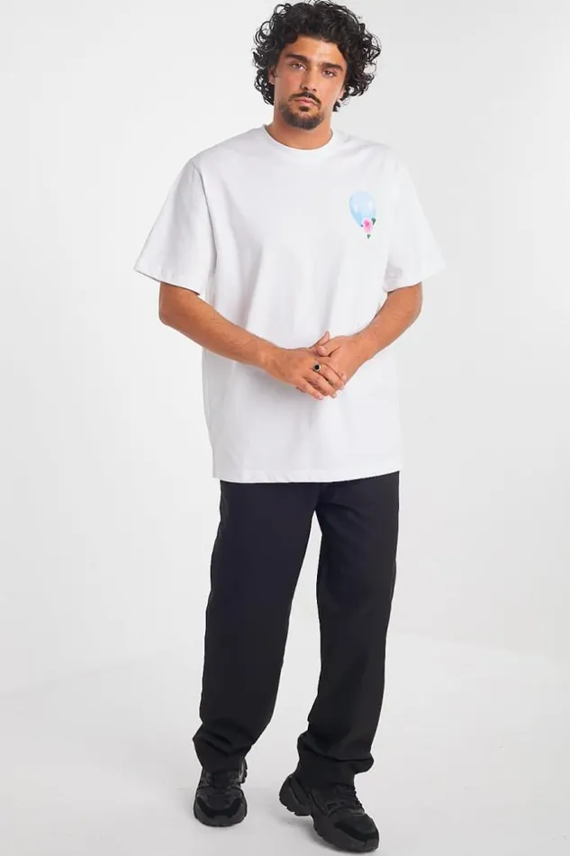 Men TShirt Blanc Motif Ballon Et Fleur White Brentiny Paris TShirts