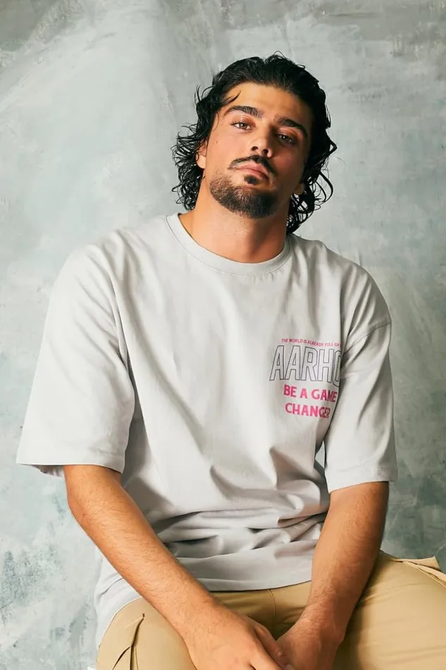 Men TShirt Gris Aarhon Avec Ours Basketteur Grey Brentiny Paris TShirts