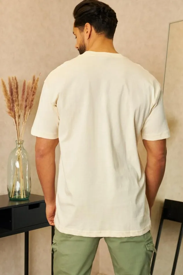 Men TShirt Inscription 034Saint034 En Relief Beige Beige Brentiny Paris TShirts Men TShirt Inscription 034Saint034 En Relief Beige Beige Brentiny Paris TShirts