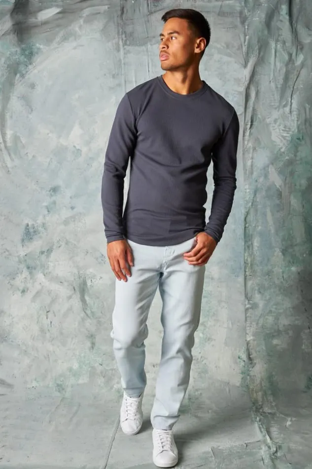 Men TShirt Manches Longues Textur Gris Anthracite Grey Brentiny Paris TShirts Men TShirt Manches Longues Textur Gris Anthracite Grey Brentiny Paris TShirts