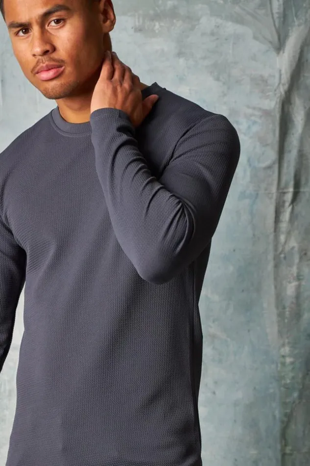 Men TShirt Manches Longues Textur Gris Anthracite Grey Brentiny Paris TShirts Men TShirt Manches Longues Textur Gris Anthracite Grey Brentiny Paris TShirts