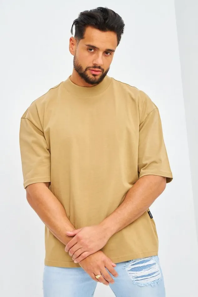 Men TShirt Oversize Uni Beige Fonc Darkbeige Brentiny Paris TShirts
